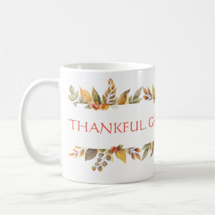 Mug Merci Grateful Blessed Automne Floral Thanksgiving
