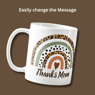 Mug Merci Maman Leopard Spots Imprimer Boho Arc-en-cie