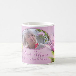 Mug Merci maman nénuphar sur mesure photo mauve muette