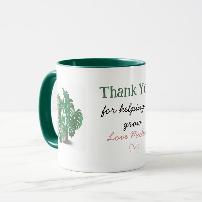 Mug Merci pour m'aider à développer Plante d'aquarelle (Devant gauche)