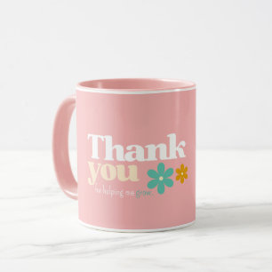 Mug Merci pour m'aider à grandir, fleur rétro