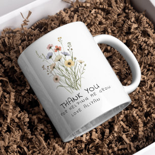 Mug Merci pour m'aider à grandir professeur de fleurs