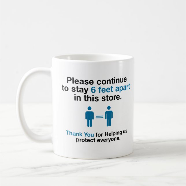 Mug Merci Pour Pratiquer La Distance Sociale (Gauche)