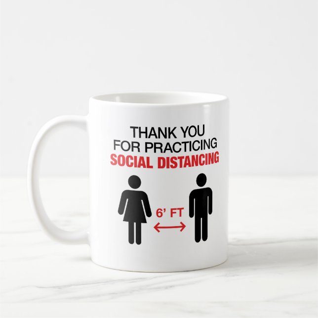 Mug Merci Pour Pratiquer La Distance Sociale (Gauche)
