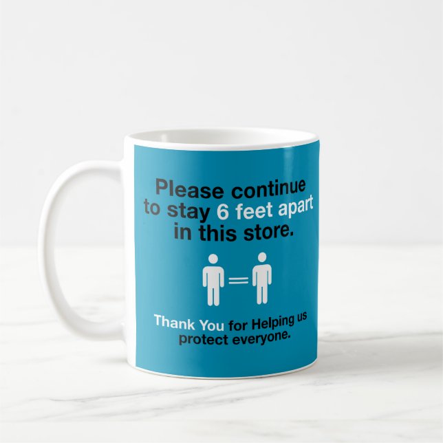 Mug Merci Pour Pratiquer La Distance Sociale (Gauche)