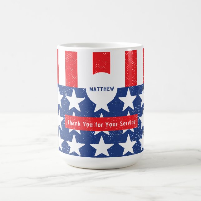Mug Merci pour votre vétéran de service Drapeau café M (Centre)