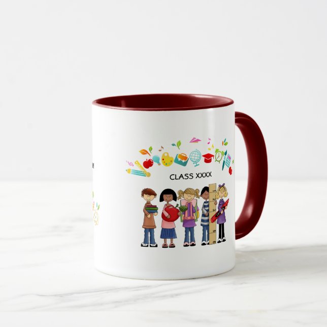 Mug Merci, professeur. Cadeau de nom personnalisé (Devant droit)