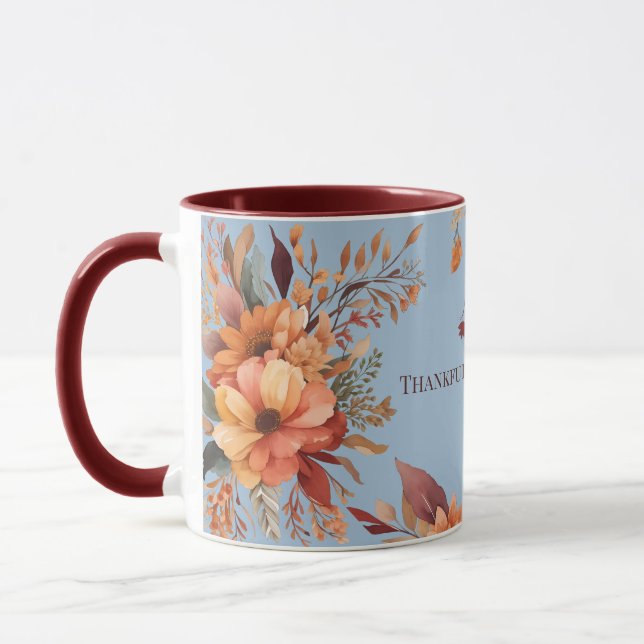 Mug Merci reconnaissant béni Floral Thanksgiving (Gauche)