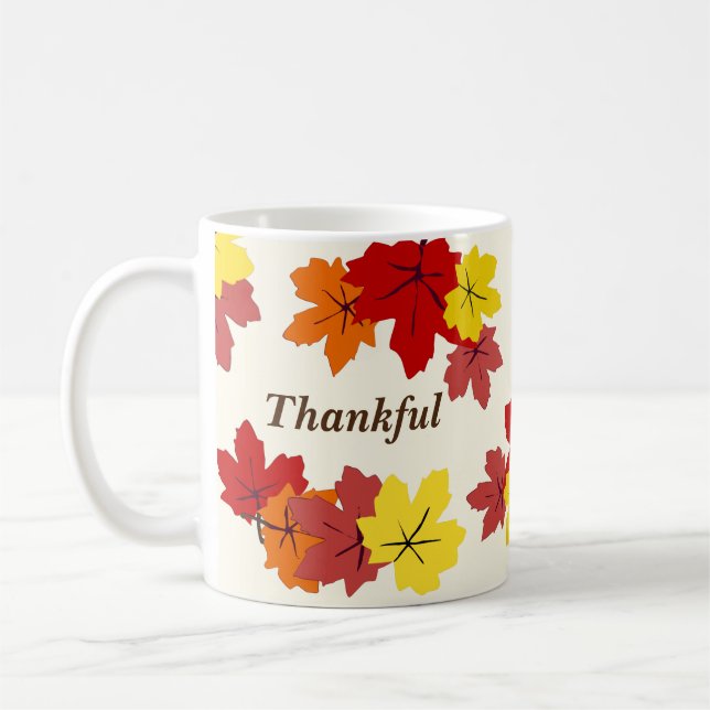 Mug Merci Rouge Orange Jaune Automne Feuilles de l'éra (Gauche)