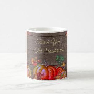 Mug Merci rustique Orange Citrouille Feuilles de chute