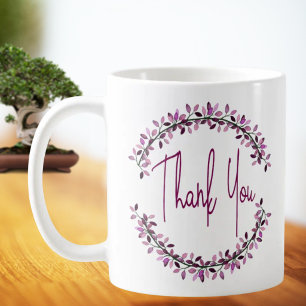 Mug Merci Typographie Simple Feuille Chic Wreath