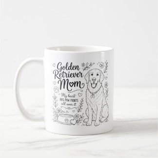 Mug Mère Chien Retriever Doré Amoureux de Ligne Artist