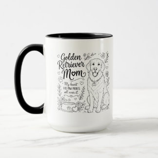 Mug Mère Chien Retriever Doré Amoureux de Ligne Artist
