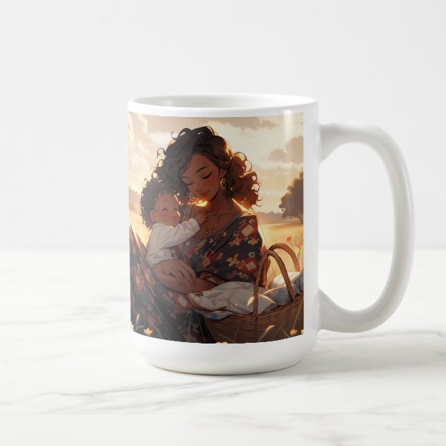 Mug Mère d'Anime dans la prairie matinale (Droite)