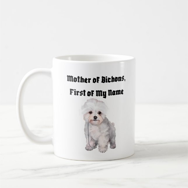 Mug Mère de Bichons, Prénom de mon nom (Gauche)