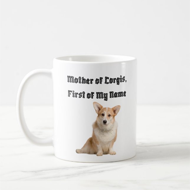 Mug Mère de Corgis, Prénom de mon nom (Gauche)