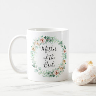 Mug mère de la mariée, aquarelle eucalyptus couronne