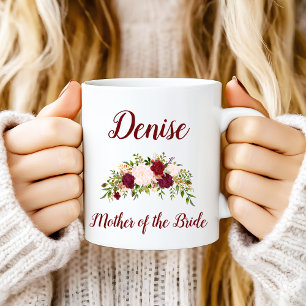 Mug Mère de la mariée Marsala Rose Floral Mariage