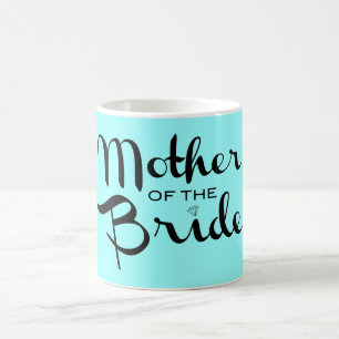 Mug Mère de mariée Retro Script noir sur Aqua