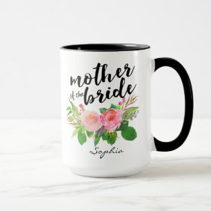 Mug Mère du floral d'aquarelle de jeune mariée