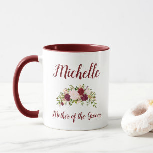 Mug Mère du marié Marsala Rose Floral Mariage