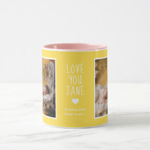 Mug Mère En Droit Love Photos Moderne Jaune C61 Blanc