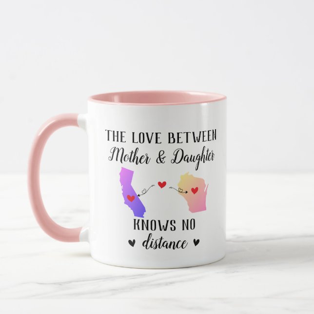 Mug Mère Fille États Amour Ne Connaît Aucune Distance (Gauche)