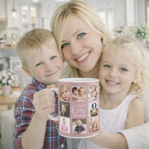 Mug Mère maman collage de photos rose poussiéreux rose