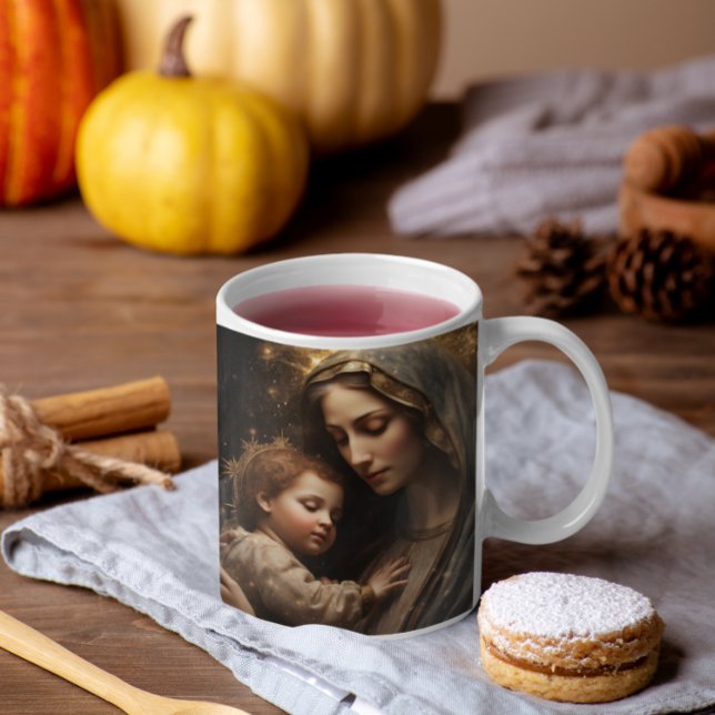 Mug Mère Marie avec Bébé Jésus version 3 (Mother Mary Holding Baby Jesus version 3 Coffee Mug)