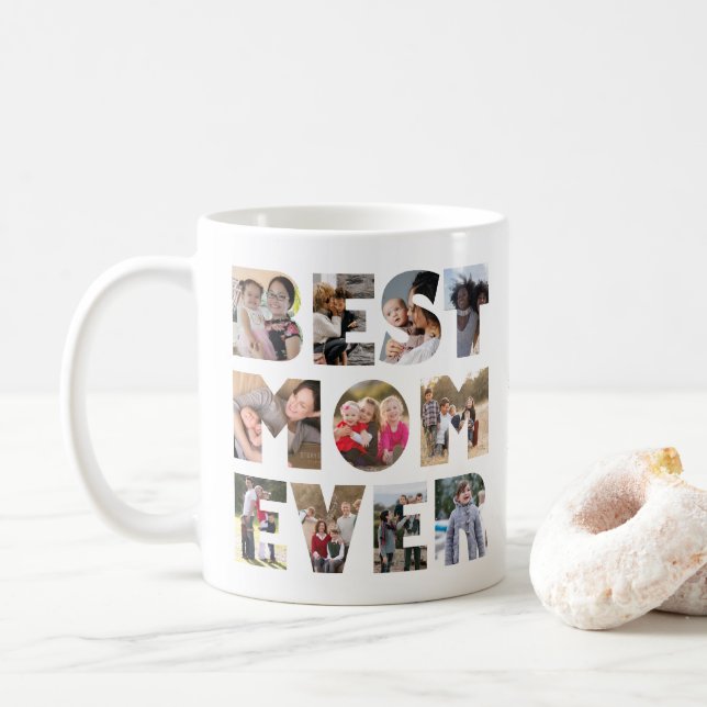 Mug Mère moderne maman MEILLEUR MOM JAMAIS 11 Collage  (Avec donut)