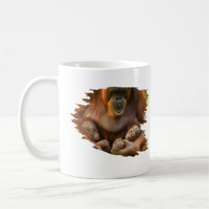 Mug Mère Orangoutane tenant deux bébés