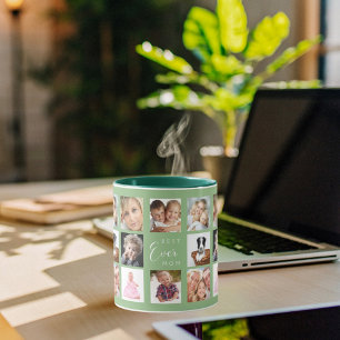 Mug Mère photo collage sauge vert