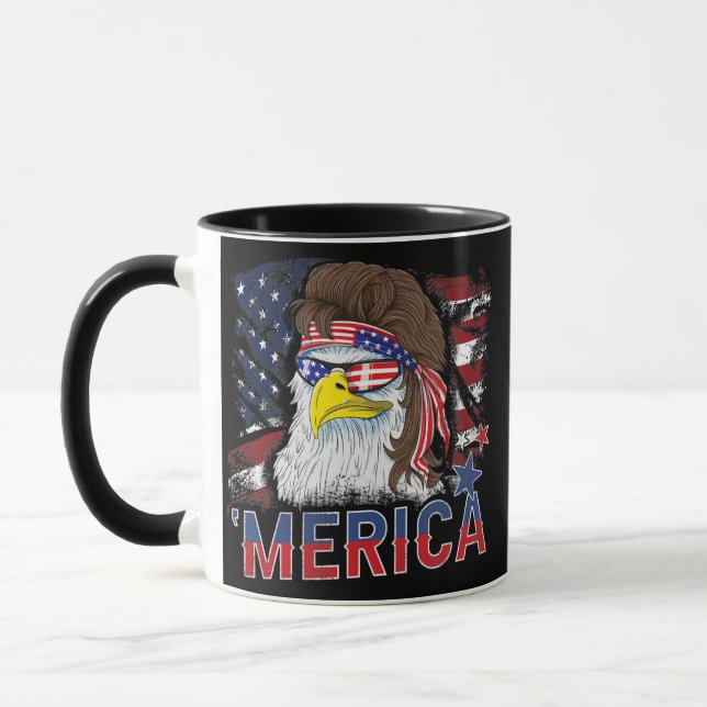 Mug Merica Bald Eagle Mullet 4 juillet Américain (Gauche)