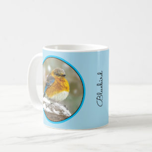 Mug Merlebleu de l'Est dans la neige - Photographie or