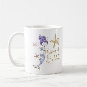 Mug Mermaid à la Parties scintillant d'or pourpre veut