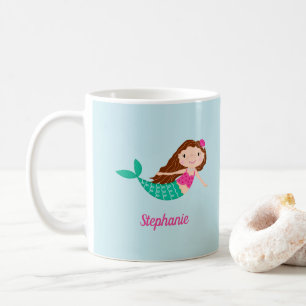 Mug Mermaid mignon bleu personnalisé