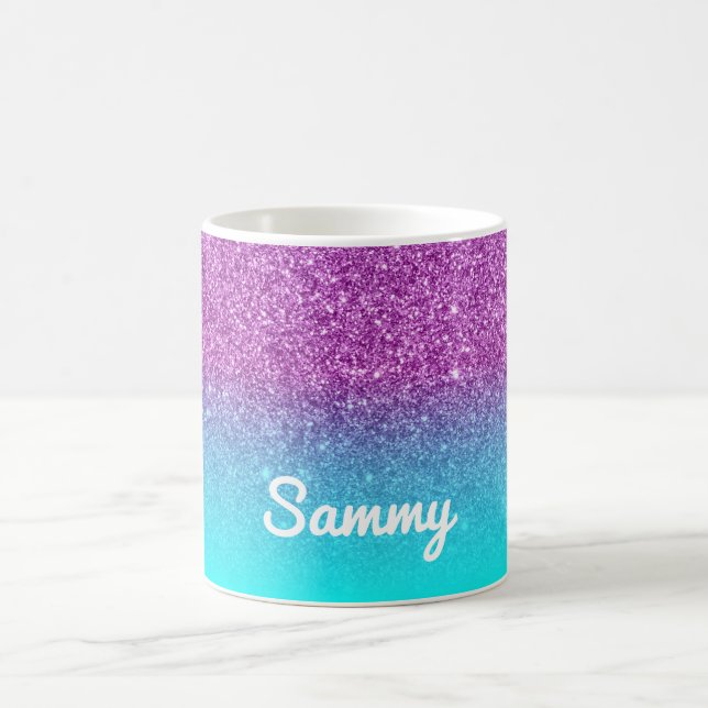 Mug Mermaid Purple et Aqua Faux Parties scintillant Om (Centre)