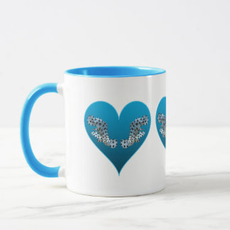 Mug Mérou - Cœurs bleus, disposés horizontalement |