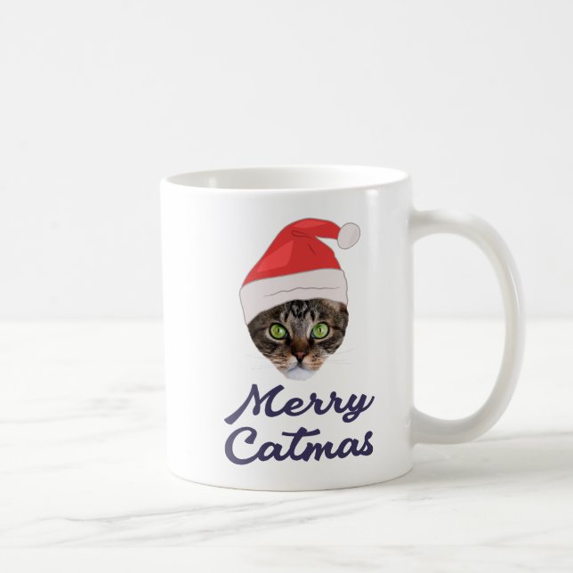 Mug Merry Catmas, Noël Chat Santa hat Invitation (Droite)