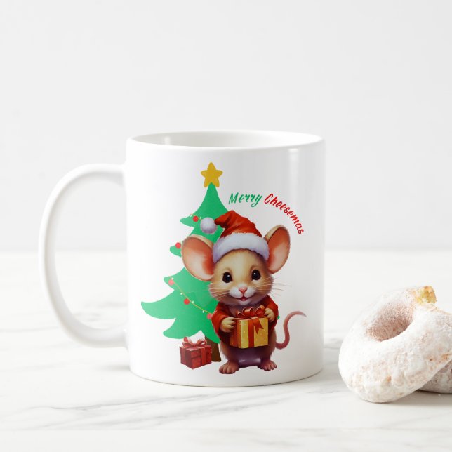 Mug Merry Cheesemas - Cute Mouse - (Avec donut)