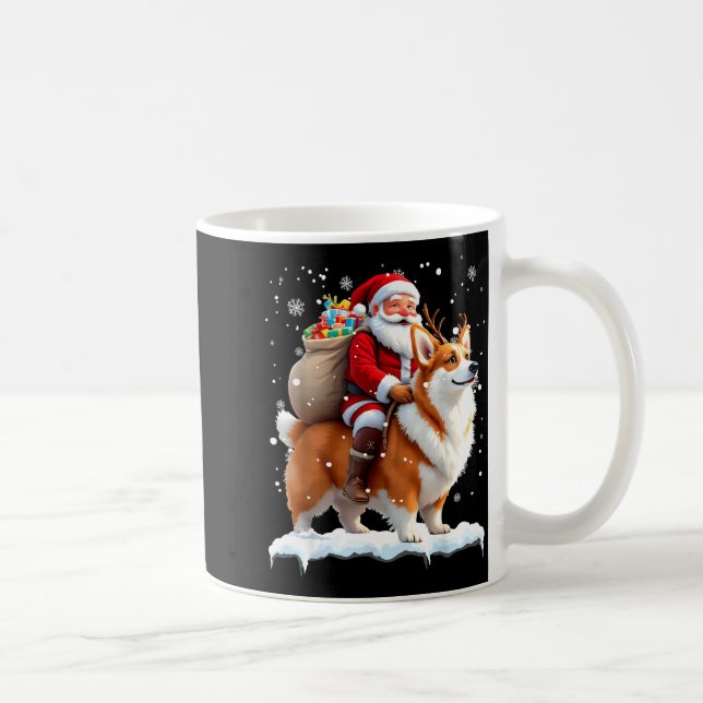 Mug Merry Christmas 2025 Santa Riding Corgi Dog Xmas  (Droite)