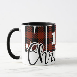 Mug MERRY CHRISTMAS buffle plaid rouge