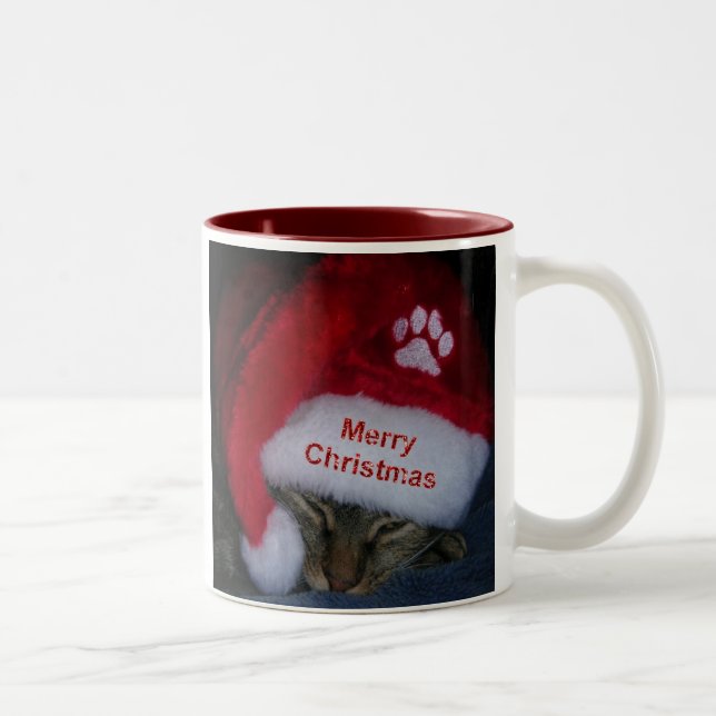 Mug Merry Christmas Cat In Santa Hat (Right)