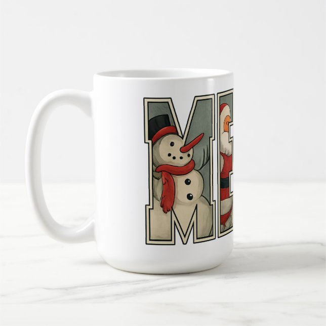 Mug MERRY – Christmas Character Letter Art (Gauche)