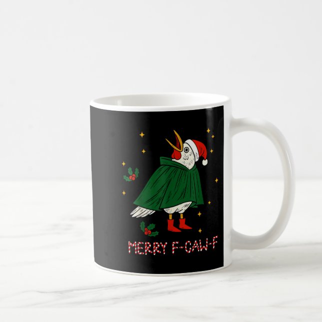 Mug Merry Christmas Funny Raven Bird F-caw-f Xmas Holi (Droite)