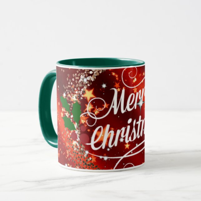 Mug Merry Christmas, holiday red design (Devant gauche)