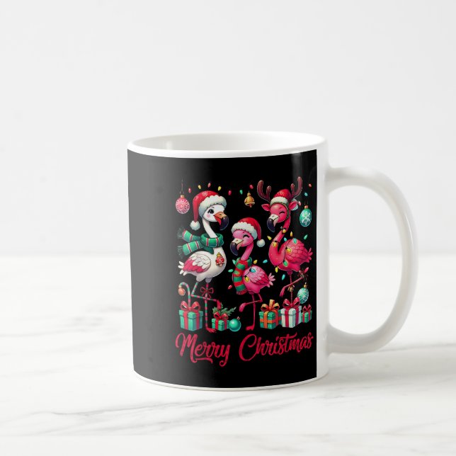 Mug Merry Christmas Lights Flamingo Santa Hat Snow Xma (Droite)
