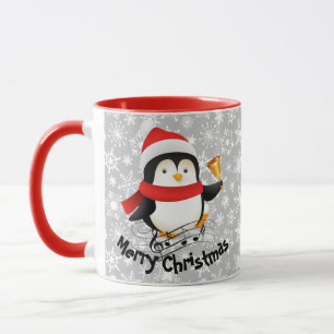Mug Merry Christmas manchot personnalisé