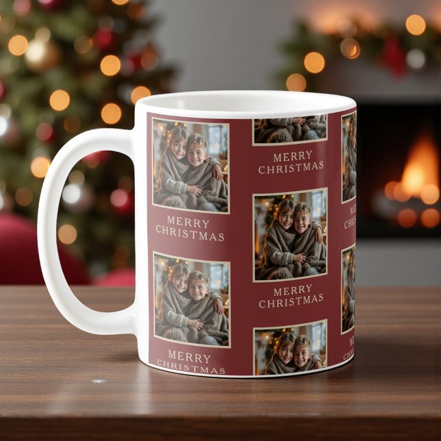 Mug Merry Christmas Red Photo Holiday (Créateur téléchargé)