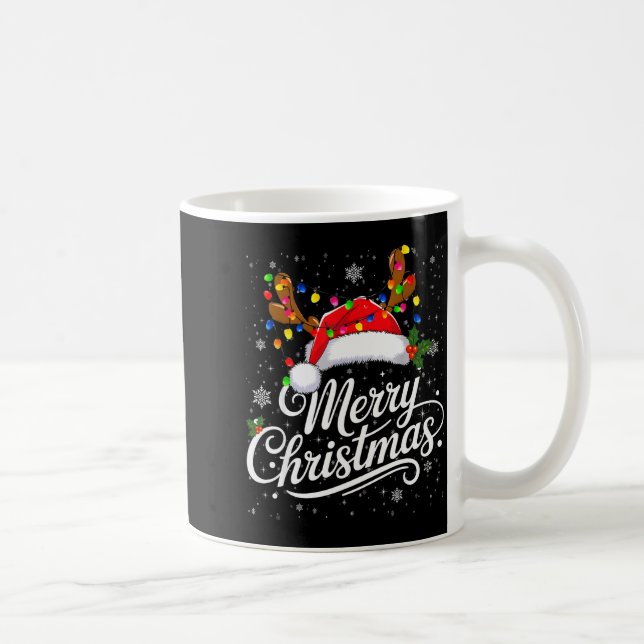 Mug Merry Christmas Red Santa Hat Reindeer Family Xmas (Droite)
